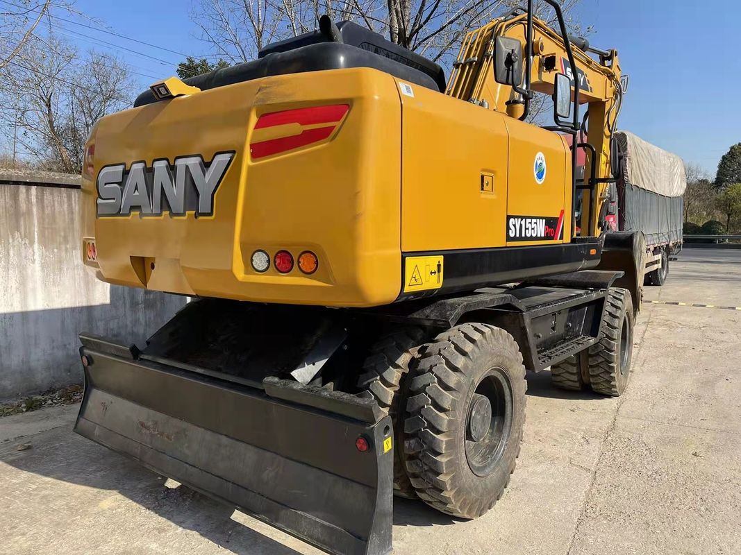جاهزة للعمل الصينية الأصلية SANY SY155W محفر عجلات مستعمل TCD4.1 L4 نوع المحرك