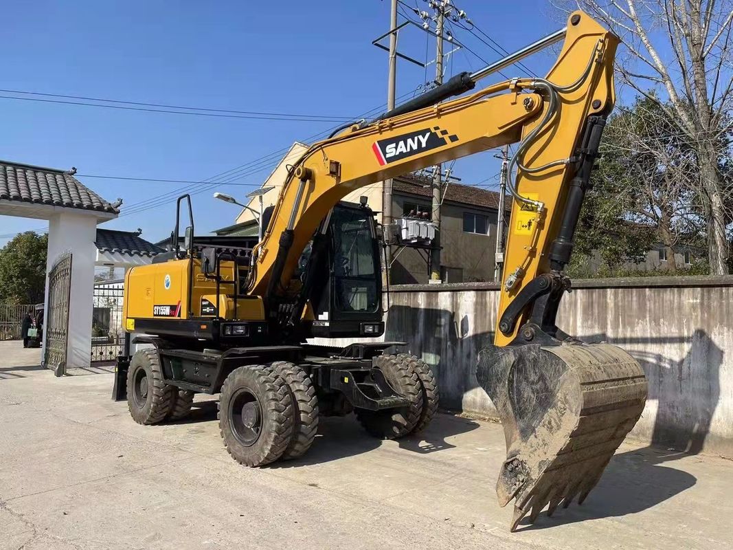 جاهزة للعمل الصينية الأصلية SANY SY155W محفر عجلات مستعمل TCD4.1 L4 نوع المحرك